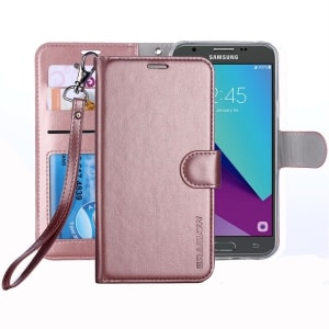 Samsung Galaxy J3 Prime Leather Wallet Case by ERAGLOW
