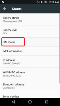 Alcatel ZIP SIM Status