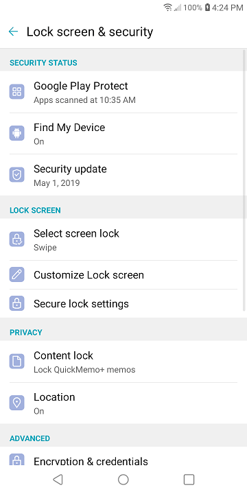 LG Journey LTE Lock Screen Settings