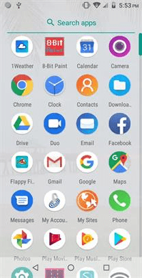 Alcatel TCL A1 Apps Drawer